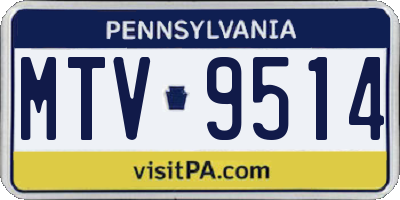 PA license plate MTV9514