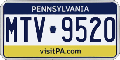 PA license plate MTV9520