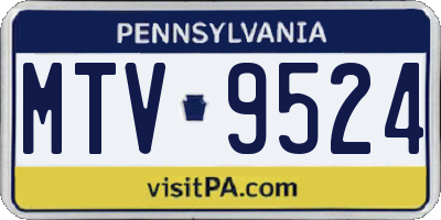 PA license plate MTV9524