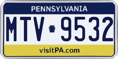 PA license plate MTV9532