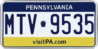PA license plate MTV9535