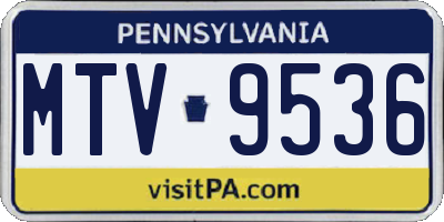 PA license plate MTV9536