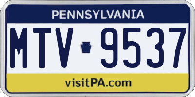 PA license plate MTV9537