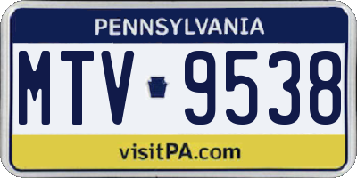 PA license plate MTV9538