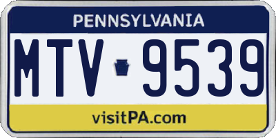 PA license plate MTV9539
