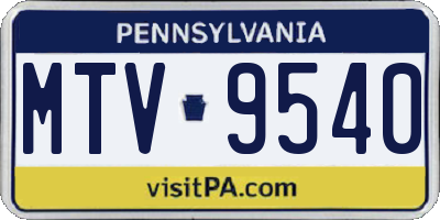 PA license plate MTV9540