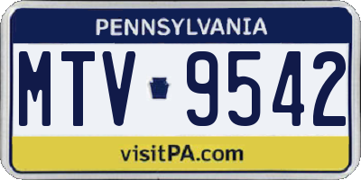 PA license plate MTV9542