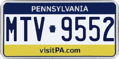 PA license plate MTV9552