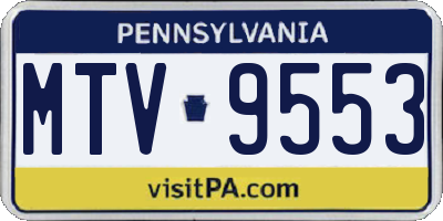 PA license plate MTV9553
