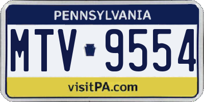PA license plate MTV9554
