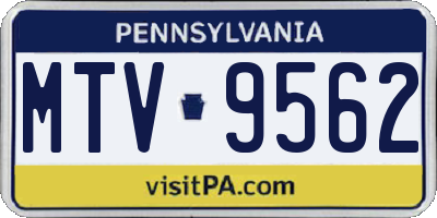 PA license plate MTV9562
