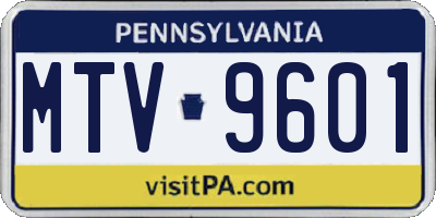PA license plate MTV9601