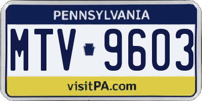PA license plate MTV9603