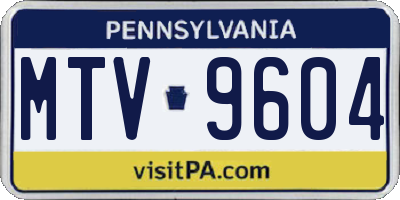 PA license plate MTV9604