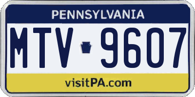 PA license plate MTV9607