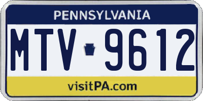 PA license plate MTV9612
