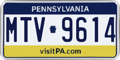 PA license plate MTV9614