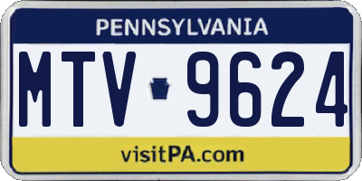PA license plate MTV9624