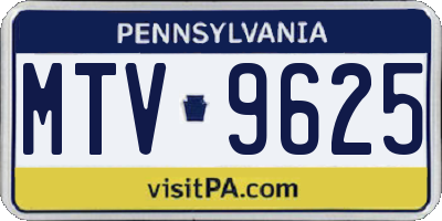 PA license plate MTV9625
