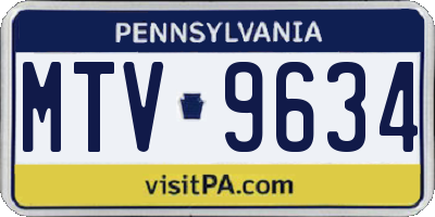 PA license plate MTV9634