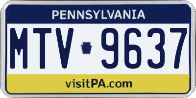 PA license plate MTV9637