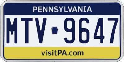 PA license plate MTV9647
