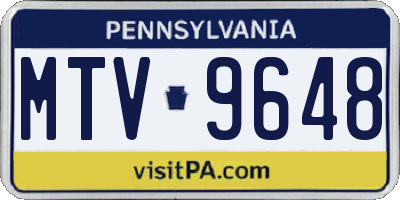 PA license plate MTV9648