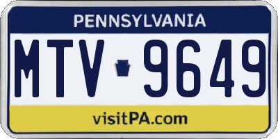 PA license plate MTV9649