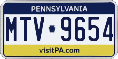 PA license plate MTV9654