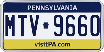 PA license plate MTV9660