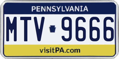 PA license plate MTV9666