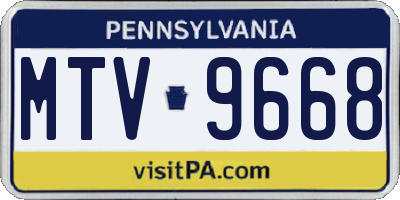 PA license plate MTV9668