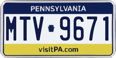 PA license plate MTV9671