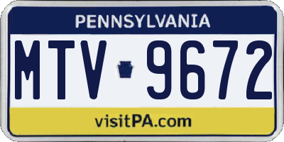 PA license plate MTV9672