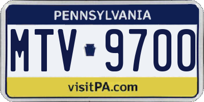 PA license plate MTV9700