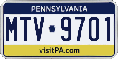 PA license plate MTV9701