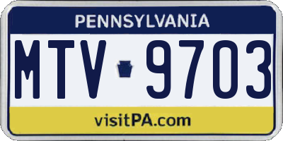 PA license plate MTV9703