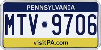 PA license plate MTV9706