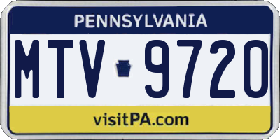 PA license plate MTV9720