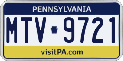 PA license plate MTV9721