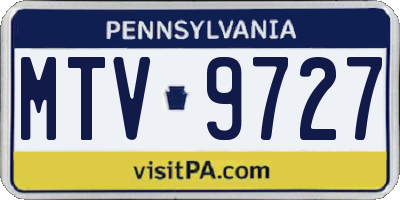 PA license plate MTV9727
