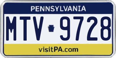 PA license plate MTV9728