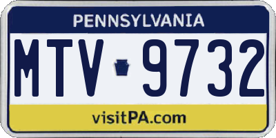 PA license plate MTV9732