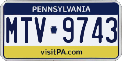 PA license plate MTV9743