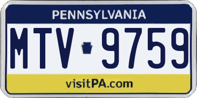 PA license plate MTV9759