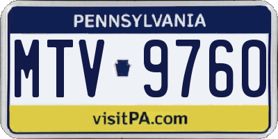 PA license plate MTV9760
