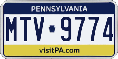 PA license plate MTV9774