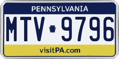 PA license plate MTV9796