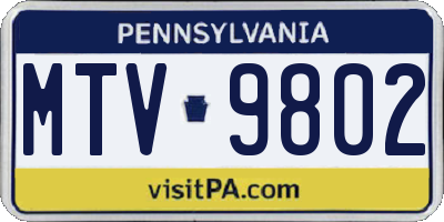 PA license plate MTV9802