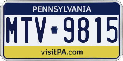 PA license plate MTV9815